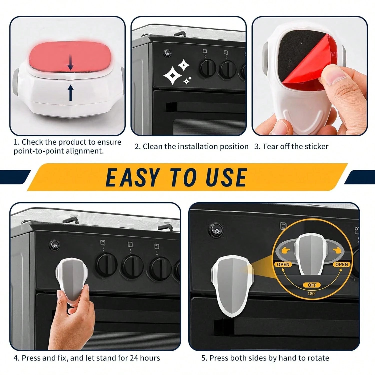 TWO DADS 1pc Child Safety Lock Oven Lock Heat-Resistant Material Easy To Install And Use No Tools Required Prevent Burns For Babies Suitable For Oven Use Kitchen Safety Product Grey/Black/Beige