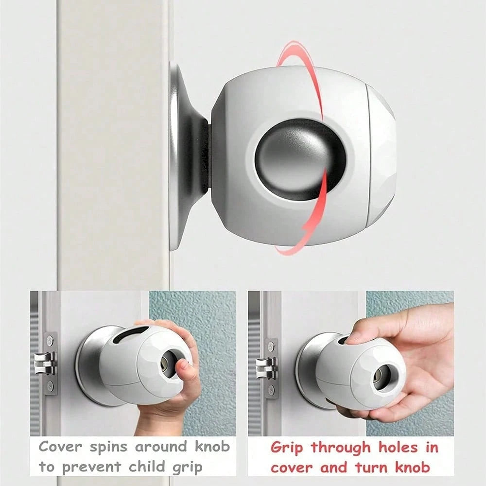 TWO DADS 2pcs Child Door Handle Covers, Baby Door Lock, Door Handle Child Safety Guard, White/Black/Grey/Coffee