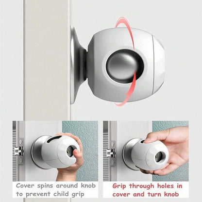 TWO DADS 2pcs Child Door Handle Covers, Baby Door Lock, Door Handle Child Safety Guard, White/Black/Grey/Coffee