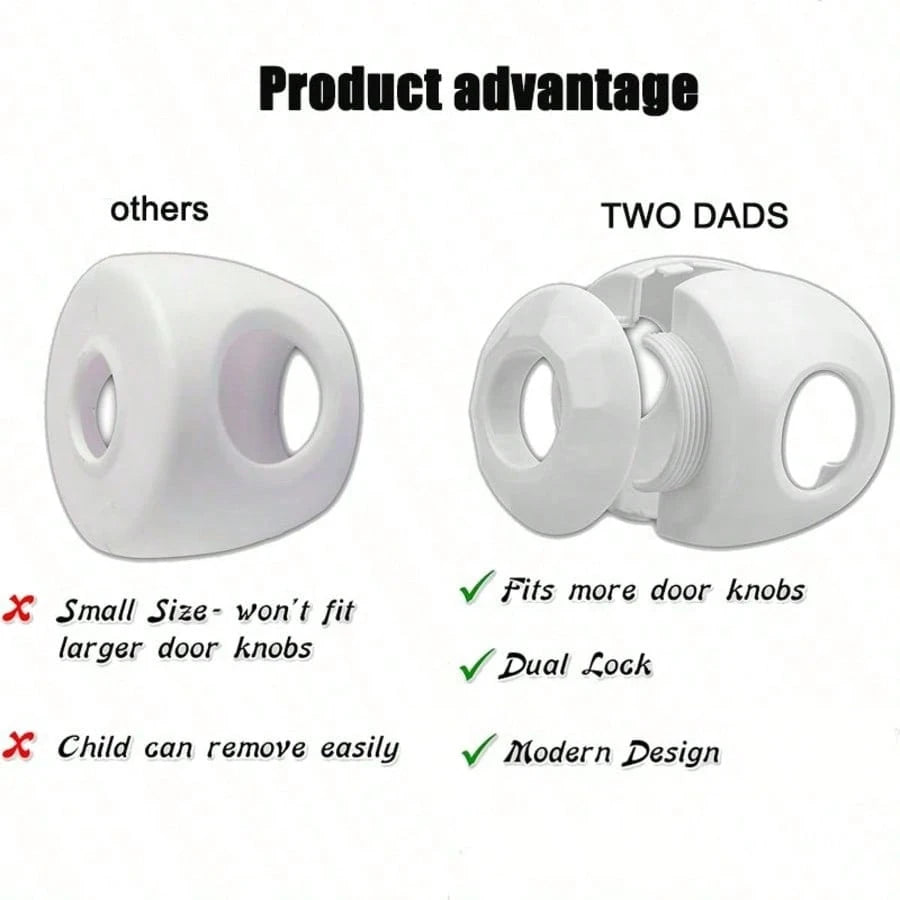 TWO DADS 2pcs Child Door Handle Covers, Baby Door Lock, Door Handle Child Safety Guard, White/Black/Grey/Coffee