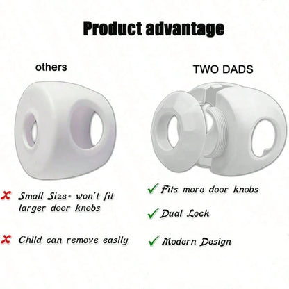 TWO DADS 2pcs Child Door Handle Covers, Baby Door Lock, Door Handle Child Safety Guard, White/Black/Grey/Coffee