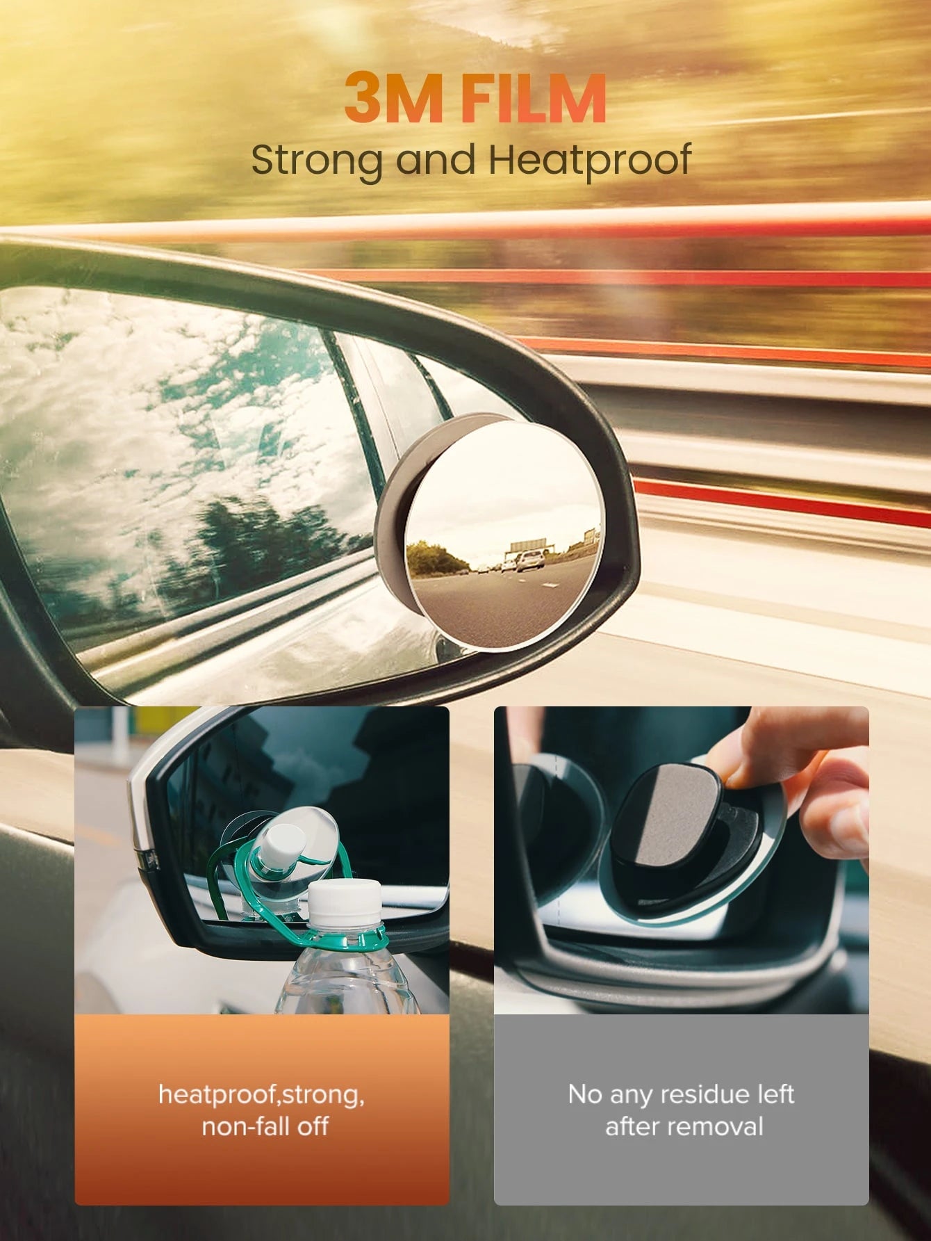 UGREEN 2PCS Car Mirror 360°HD Blind Sport Mirrior Wide Angle Round Convex Rearview Mirror Vehicle Parking Rimless Rear View Mirror
