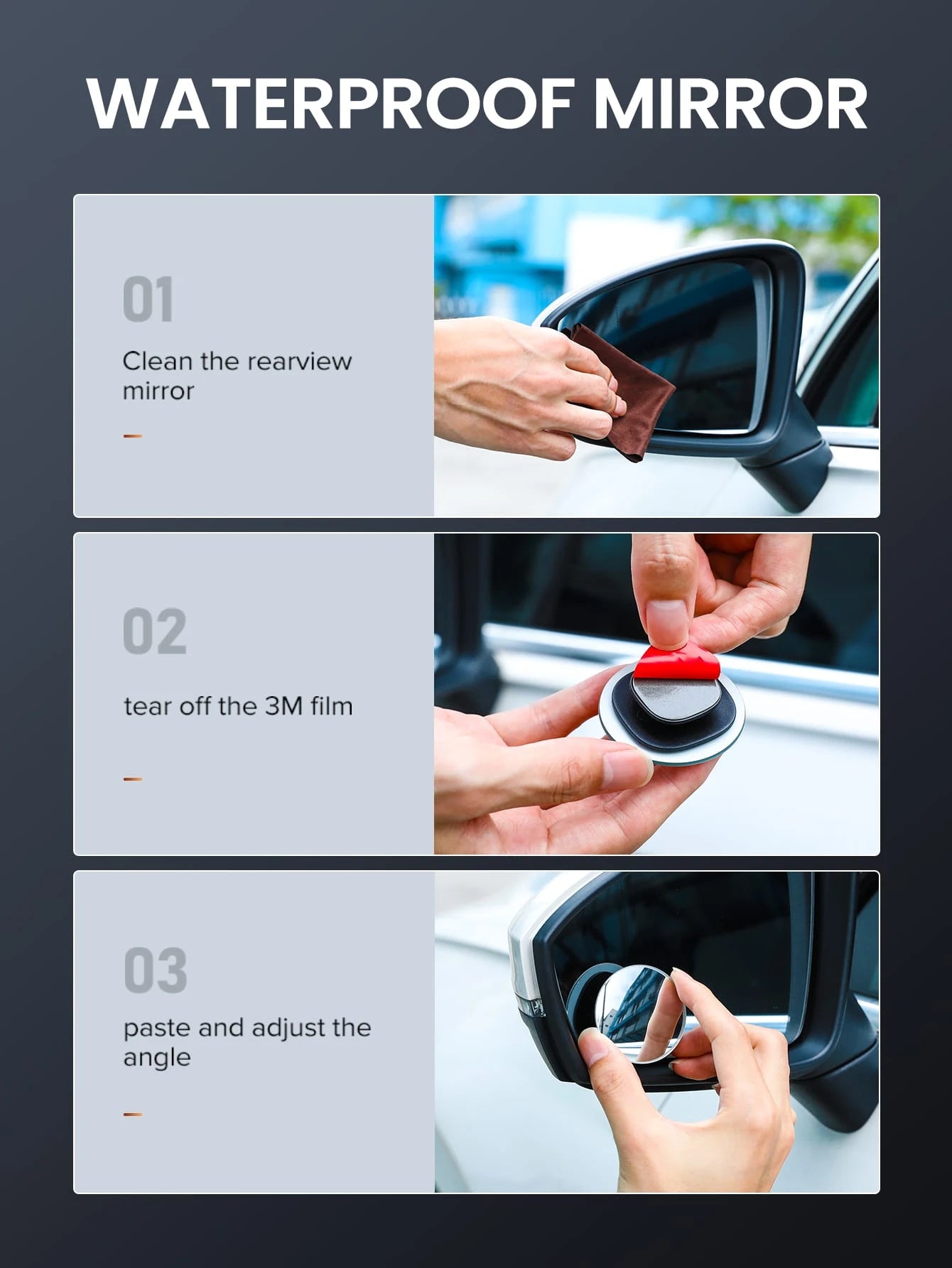 UGREEN 2PCS Car Mirror 360°HD Blind Sport Mirrior Wide Angle Round Convex Rearview Mirror Vehicle Parking Rimless Rear View Mirror