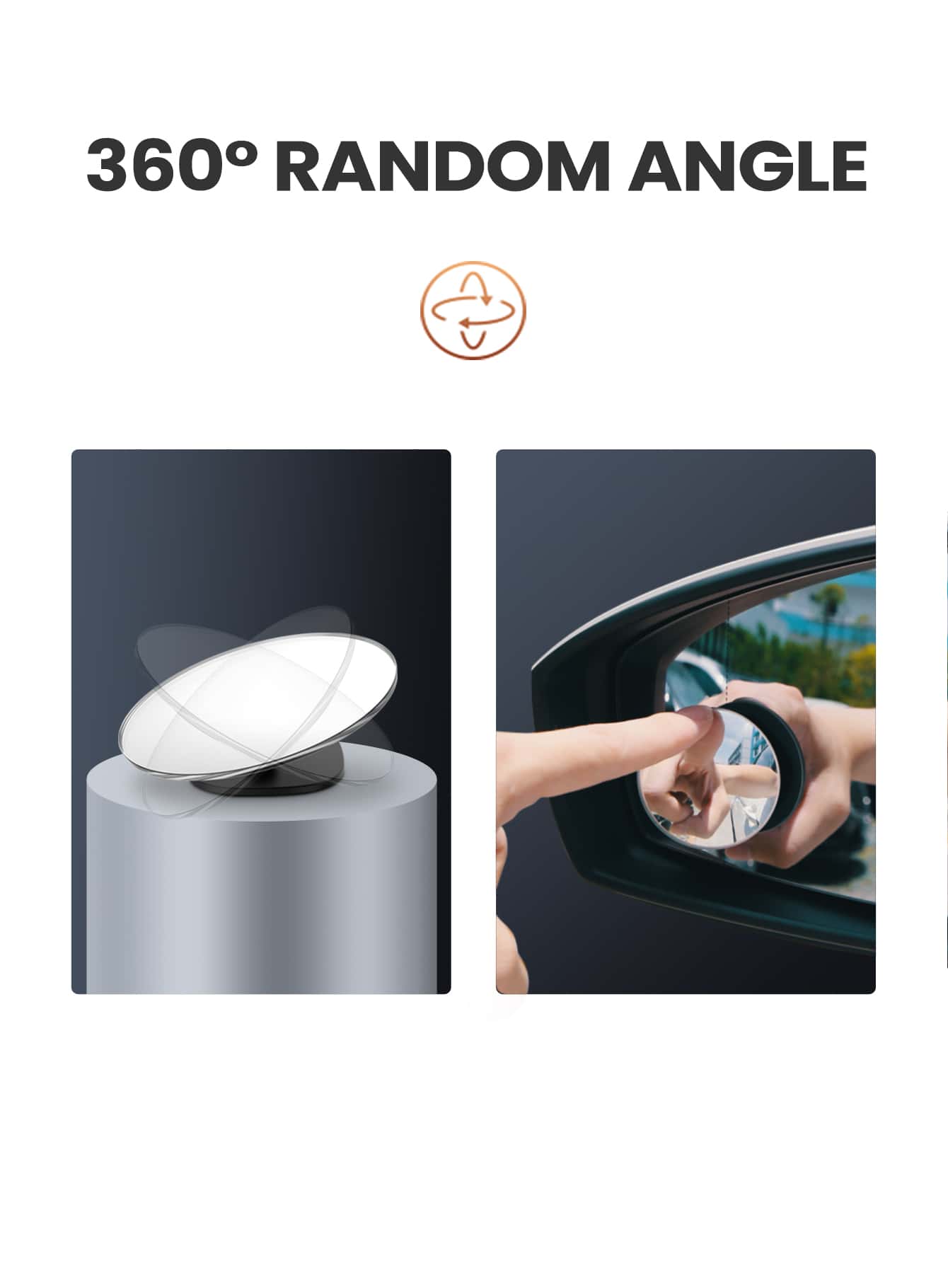 UGREEN 2PCS Car Mirror 360°HD Blind Sport Mirrior Wide Angle Round Convex Rearview Mirror Vehicle Parking Rimless Rear View Mirror