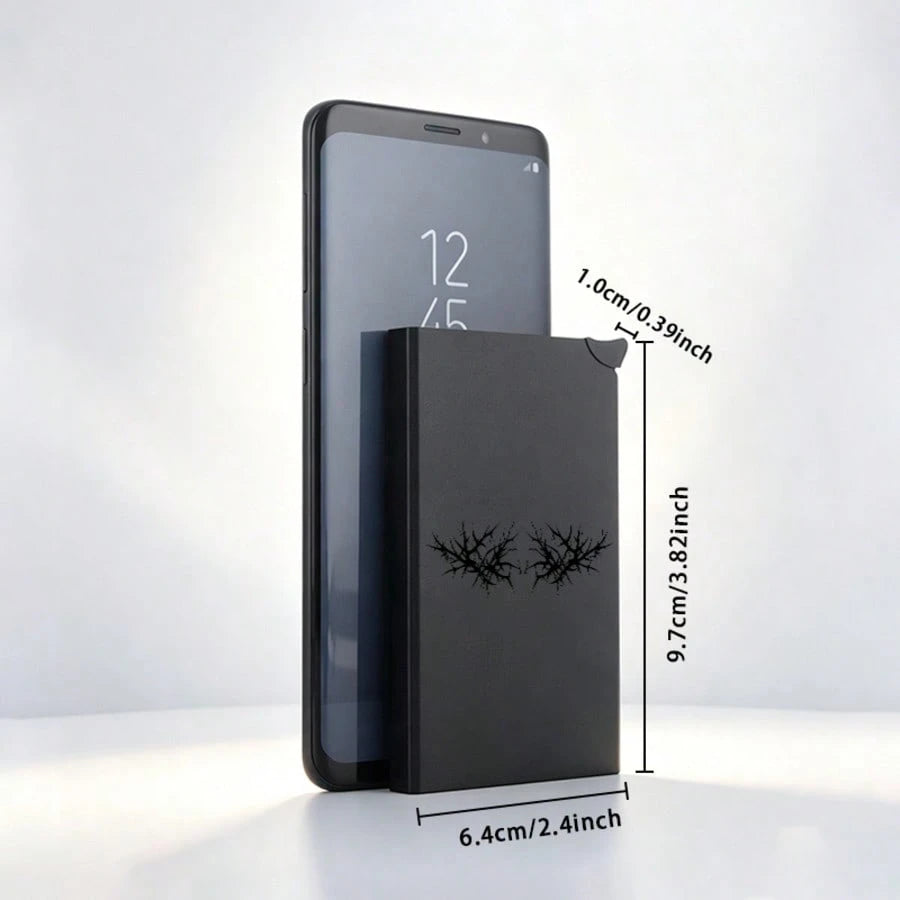 Ultra-Thin Metal RFID-Blocking Card Holder With Deer Antler Print, Automatic Pop-Up Textured Credit Card Wallet