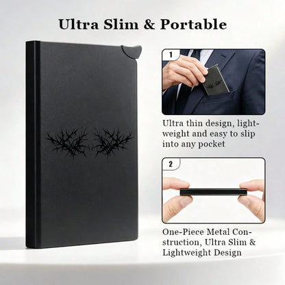 Ultra-Thin Metal RFID-Blocking Card Holder With Deer Antler Print, Automatic Pop-Up Textured Credit Card Wallet