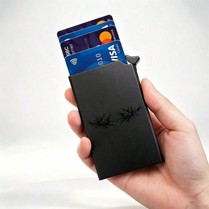 Ultra-Thin Metal RFID-Blocking Card Holder With Deer Antler Print, Automatic Pop-Up Textured Credit Card Wallet