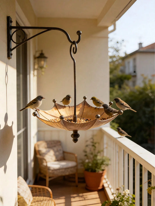 Umbrella-Shaped Bird Feeder Outdoor Hanging Bird Bath And Feeder, Suitable For Garden, Patio And Backyard Gardening And Landscape Decoration, Also Used For Feeding And Attracting Wild Birds, Birthday