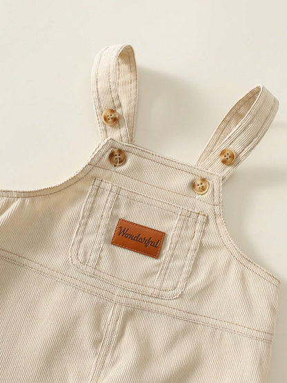 Unisex Baby Boy/Girl, Toddler 2pcs Autumn/Winter Casual Cute Striped Sweatshirt Set, Corduroy Overalls, Baby Winter Clothes/Outfit Set, Halloween