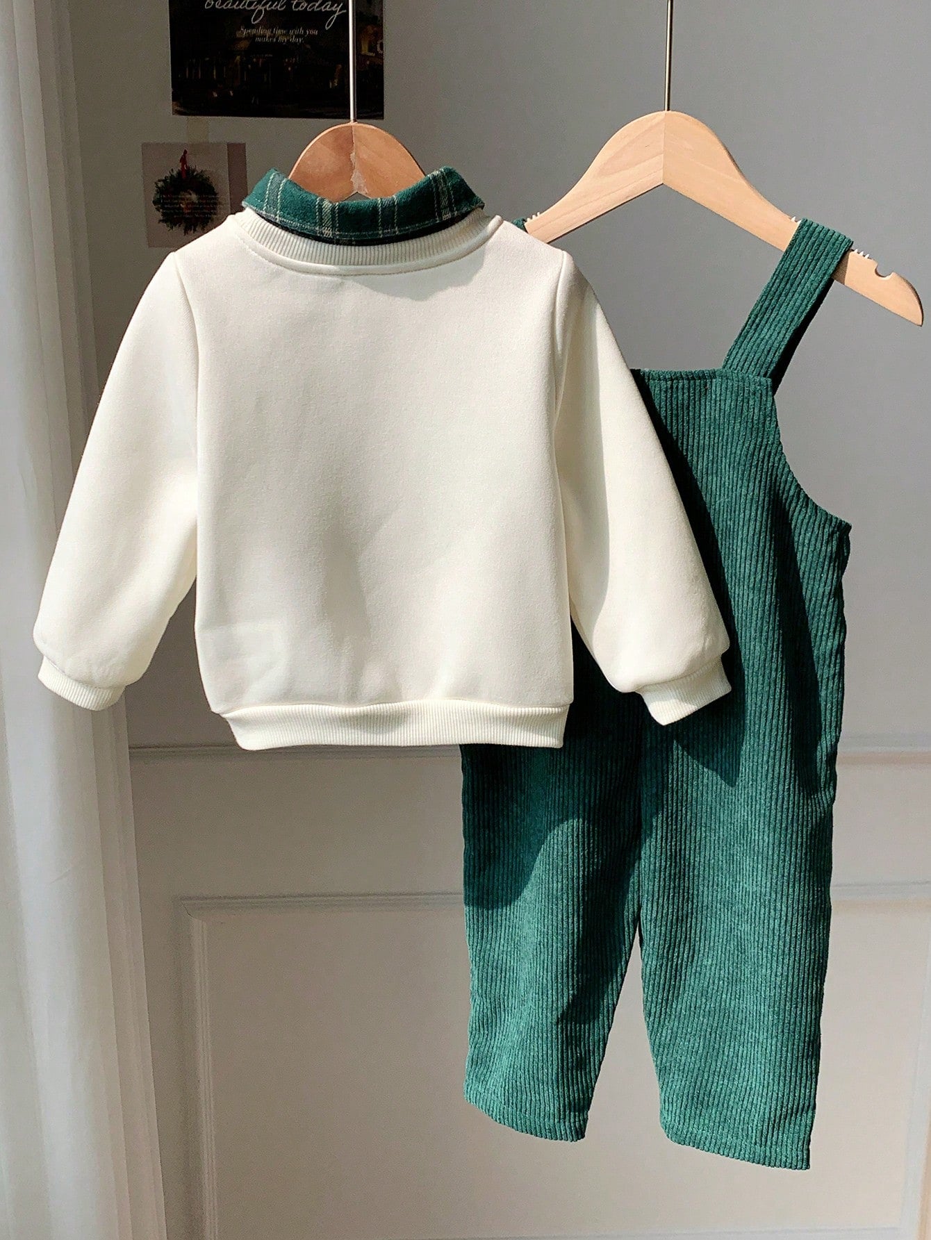 Unisex Baby Boy/Girl, Toddler 2pcs Autumn/Winter Casual Cute Striped Sweatshirt Set, Corduroy Overalls, Baby Winter Clothes/Outfit Set, Halloween