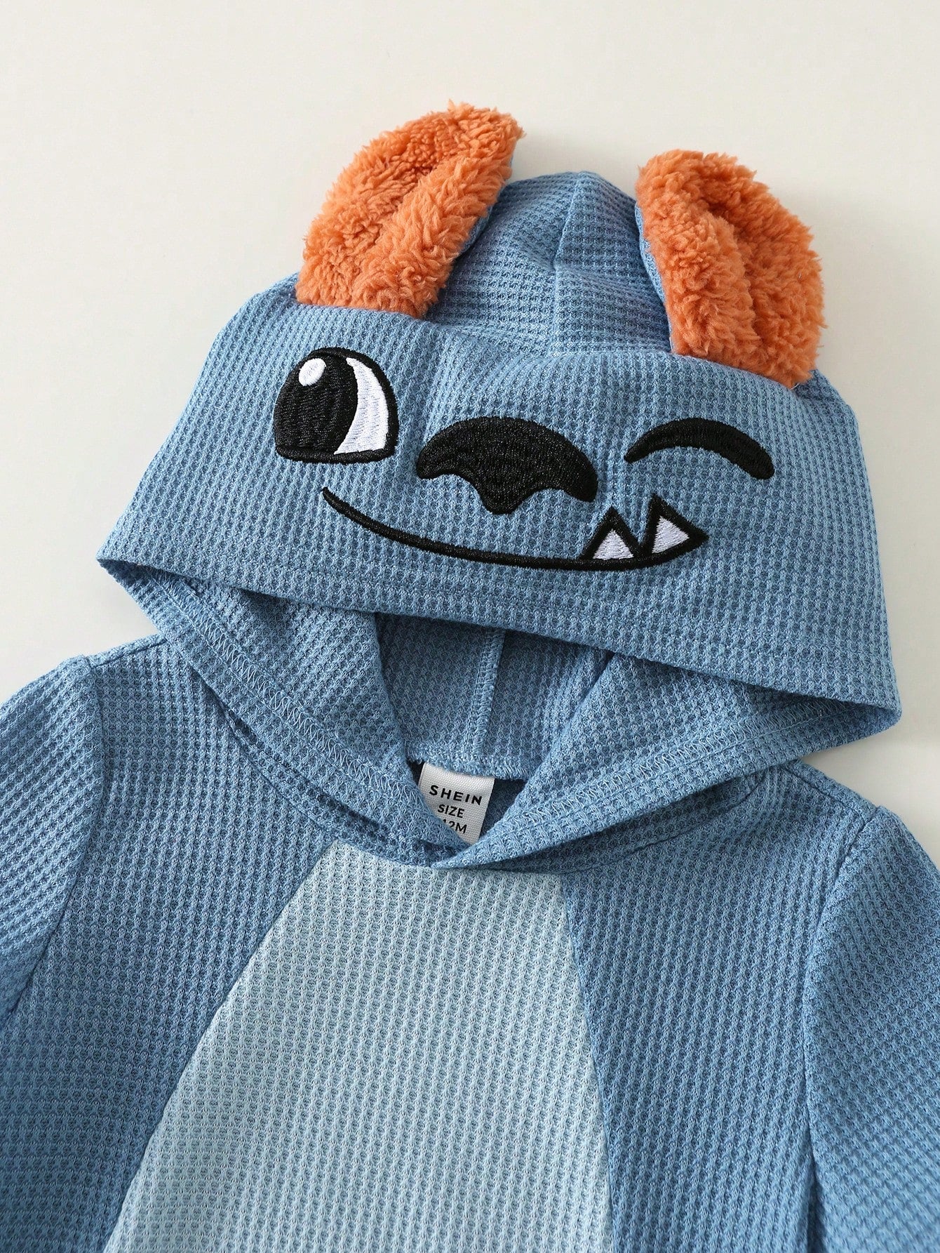 Unisex Newborn Baby Boy/Girl Cute 3D Big Ear Design Hooded Short Sleeve Romper Set,Outfit Boy Clothes Suit Waffle Knit