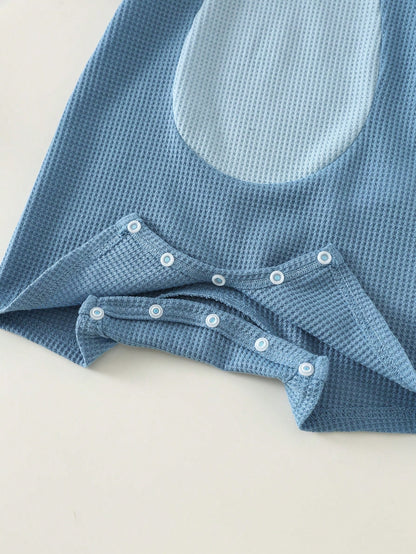 Unisex Newborn Baby Boy/Girl Cute 3D Big Ear Design Hooded Short Sleeve Romper Set,Outfit Boy Clothes Suit Waffle Knit