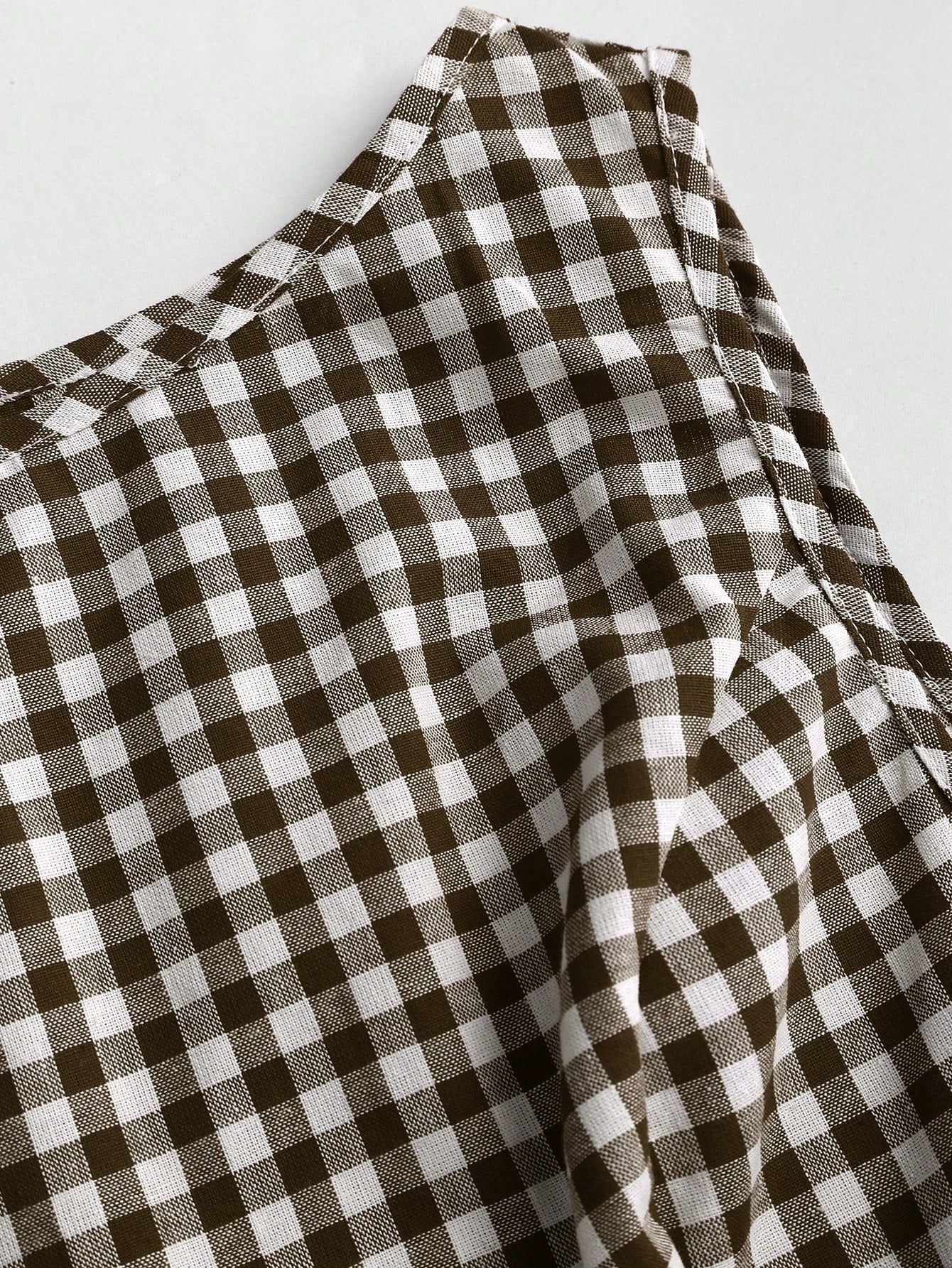 Unity Retro Plaid Round Neck Design Sense College Style Sexy Girl Sleeveless Shirt, Summer New Tie-Up Slim Fit Delicate Sweet Girl Vibe Women Blouse