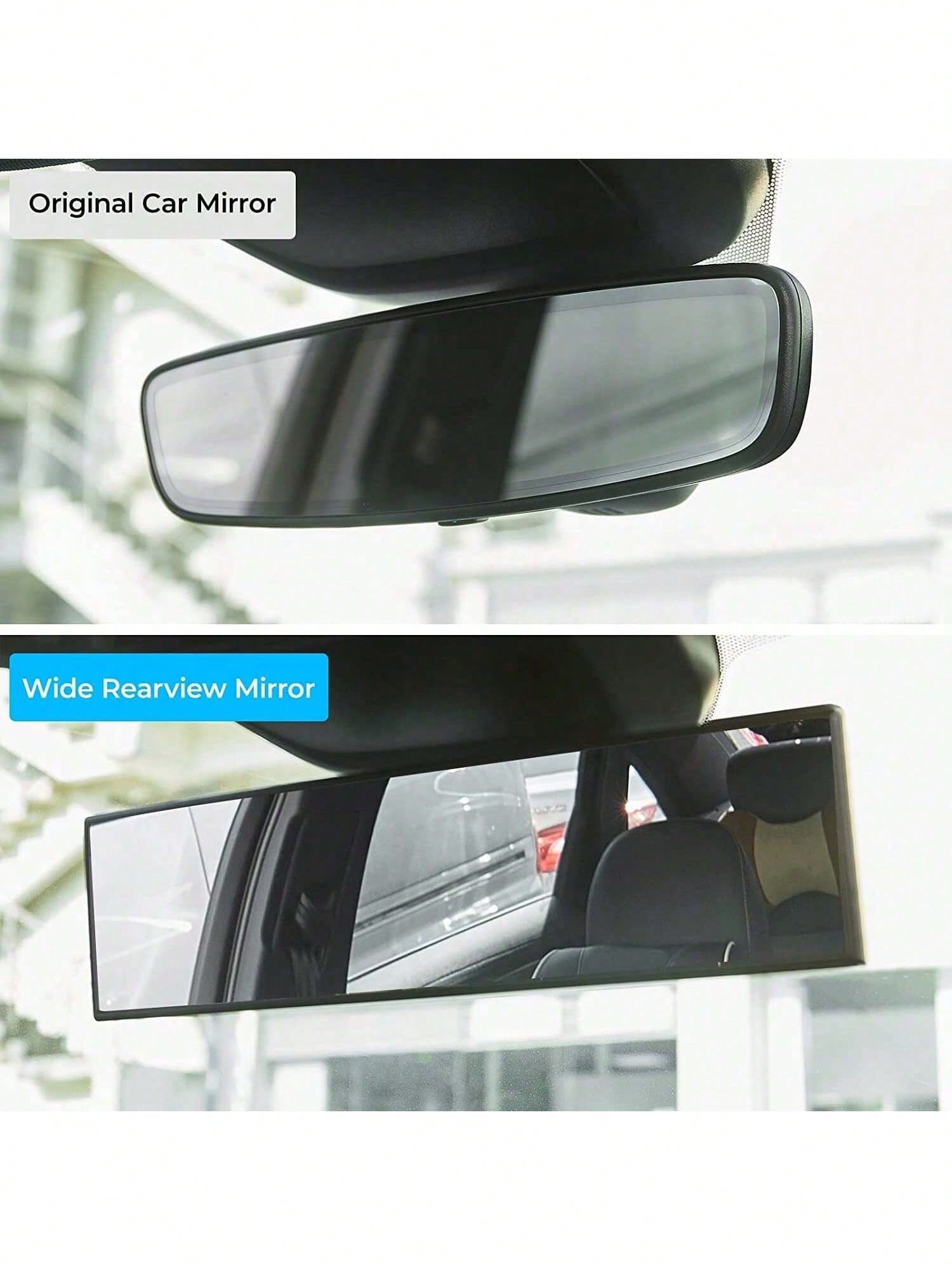 Universal 11.81 Inch Panoramic Convex Real View Mirror For Car SUV Trucks Reversible Passengers High-Quality Glass Anti-Fall Design Easy Install Rearview Mirror