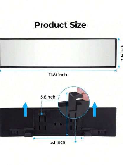 Universal 11.81 Inch Panoramic Convex Real View Mirror For Car SUV Trucks Reversible Passengers High-Quality Glass Anti-Fall Design Easy Install Rearview Mirror