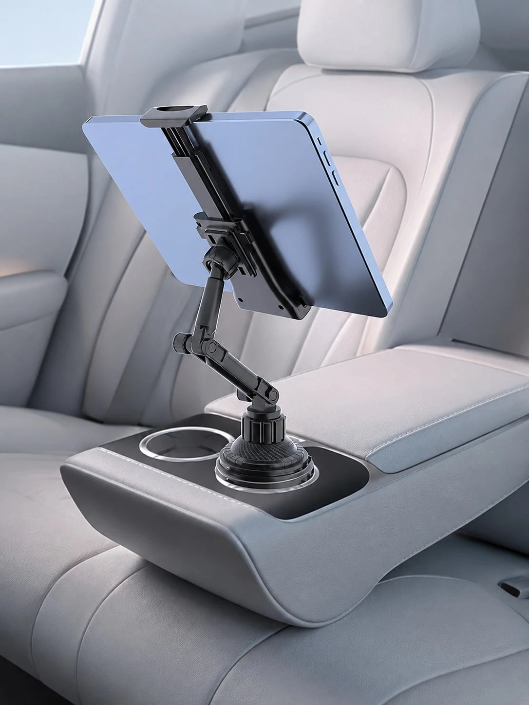 Universal Car Cup Holder Phone & Tablet Mount, Telescopic Rotating Cup Slot Navigation Stand With Spring Tension Clip, Anti-Slip & Anti-Vibration, Compatible With Smartphones, GPS And Tablets Up To 12
