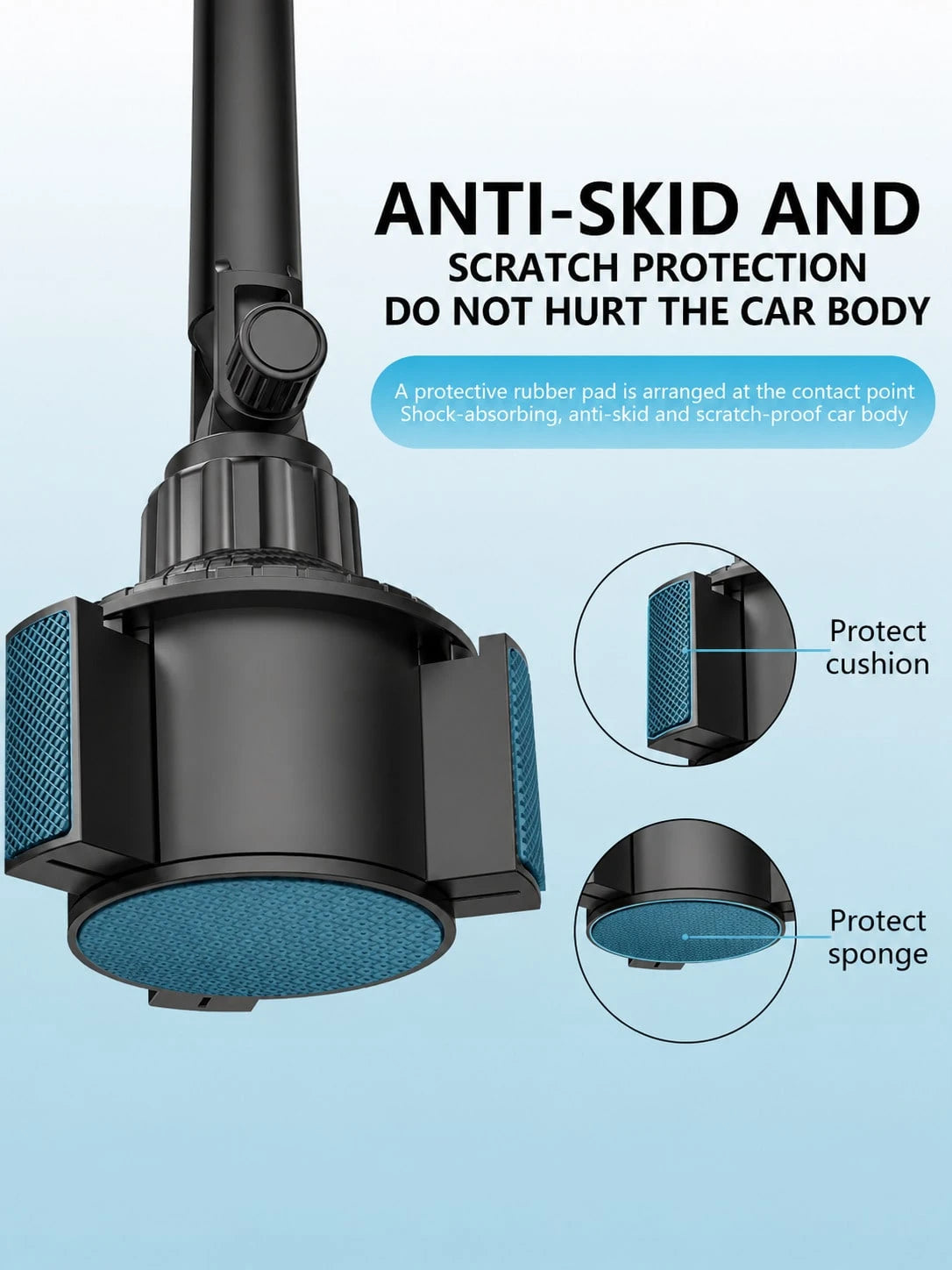Universal Car Cup Holder Phone & Tablet Mount, Telescopic Rotating Cup Slot Navigation Stand With Spring Tension Clip, Anti-Slip & Anti-Vibration, Compatible With Smartphones, GPS And Tablets Up To 12