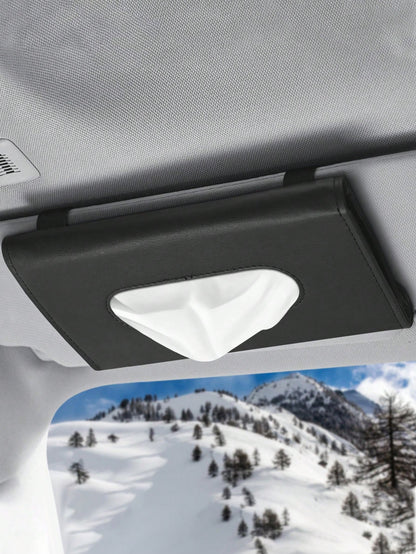 Universal Car Diamond Visor Tissue Box- Multi-Purpose Storage, Can Store Sunglasses, Masks And Other Items, Durable PU Leather, Soft Lining, Hook And Loop Closure, Back Clip Installation, Seat Back C