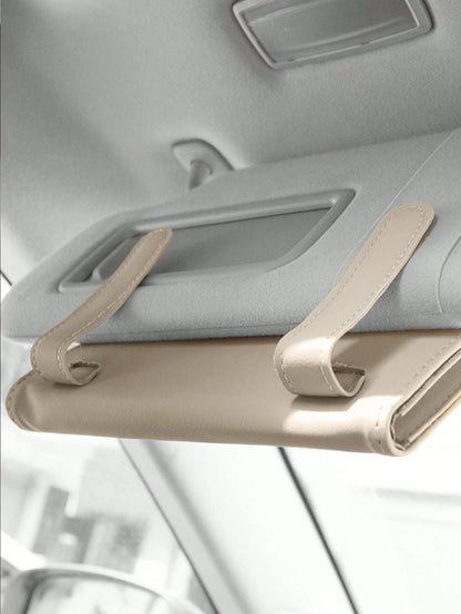 Universal Car Diamond Visor Tissue Box- Multi-Purpose Storage, Can Store Sunglasses, Masks And Other Items, Durable PU Leather, Soft Lining, Hook And Loop Closure, Back Clip Installation, Seat Back C