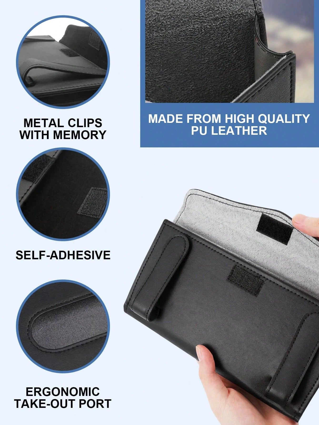 Universal Car Diamond Visor Tissue Box- Multi-Purpose Storage, Can Store Sunglasses, Masks And Other Items, Durable PU Leather, Soft Lining, Hook And Loop Closure, Back Clip Installation, Seat Back C
