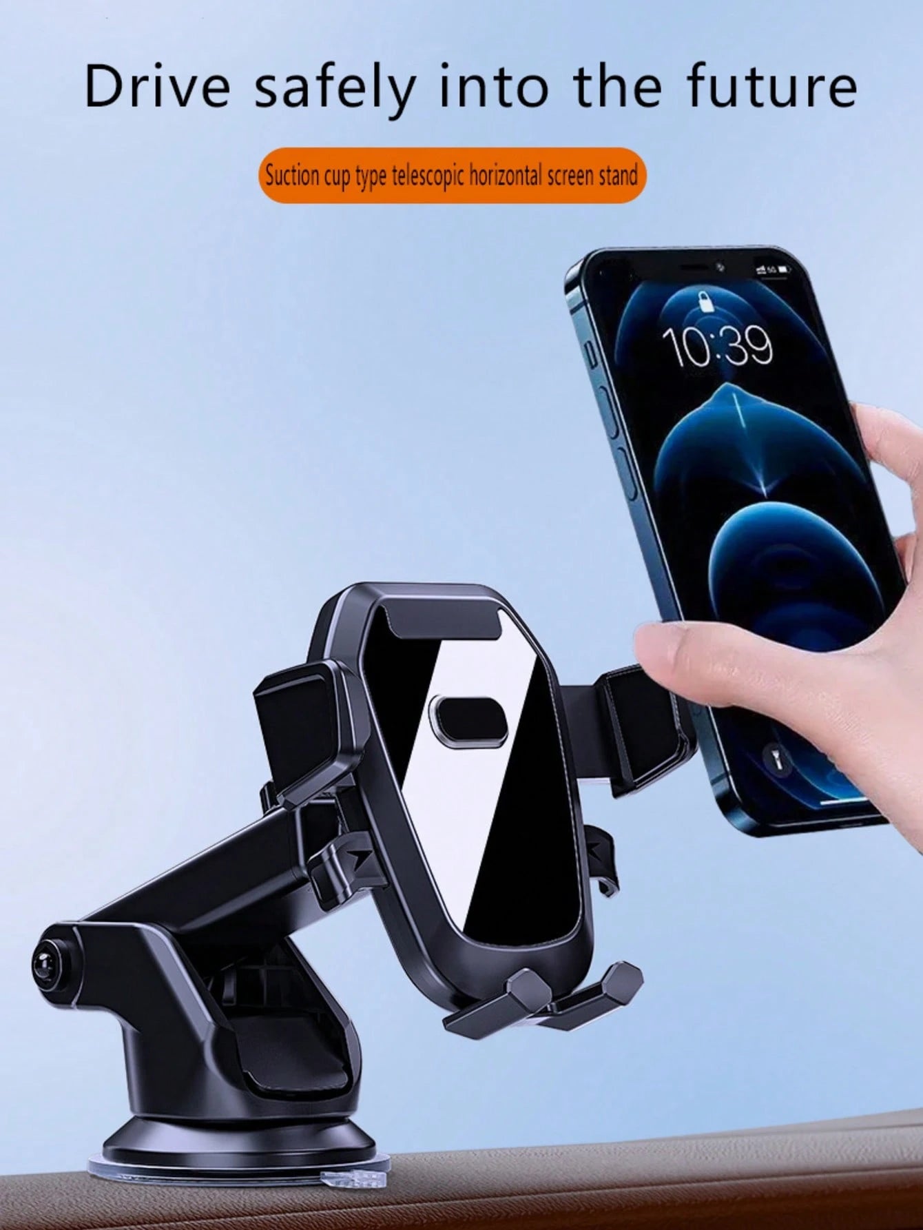 Universal Car Phone Holder, Suitable For Dashboard And Center Console, Multi-Function Telescopic Suction Cup Navigation Phone Holder, 360 Degree Rotating Dashboard Car Phone Clip Holder, Suitable For