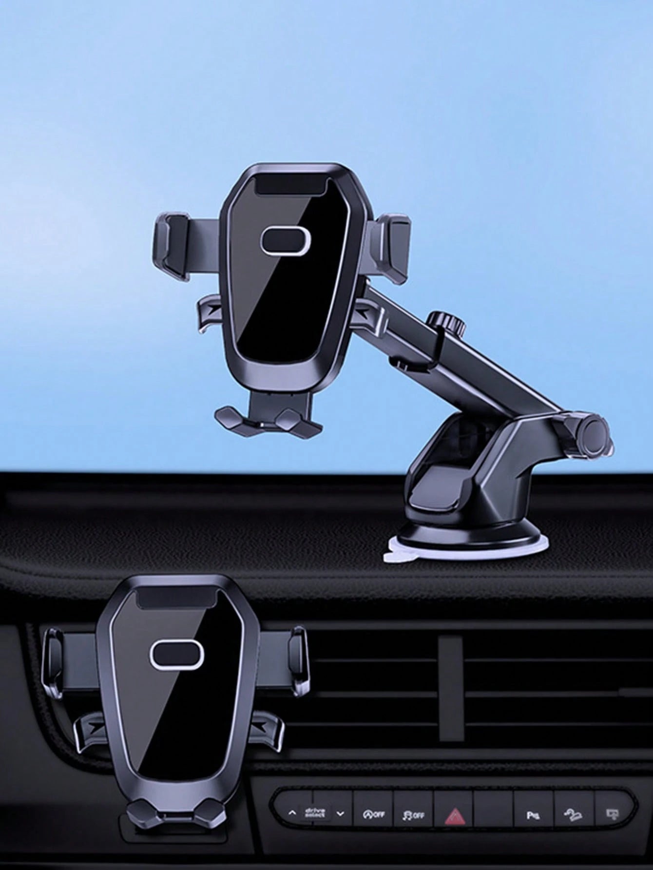 Universal Car Phone Holder, Suitable For Dashboard And Center Console, Multi-Function Telescopic Suction Cup Navigation Phone Holder, 360 Degree Rotating Dashboard Car Phone Clip Holder, Suitable For