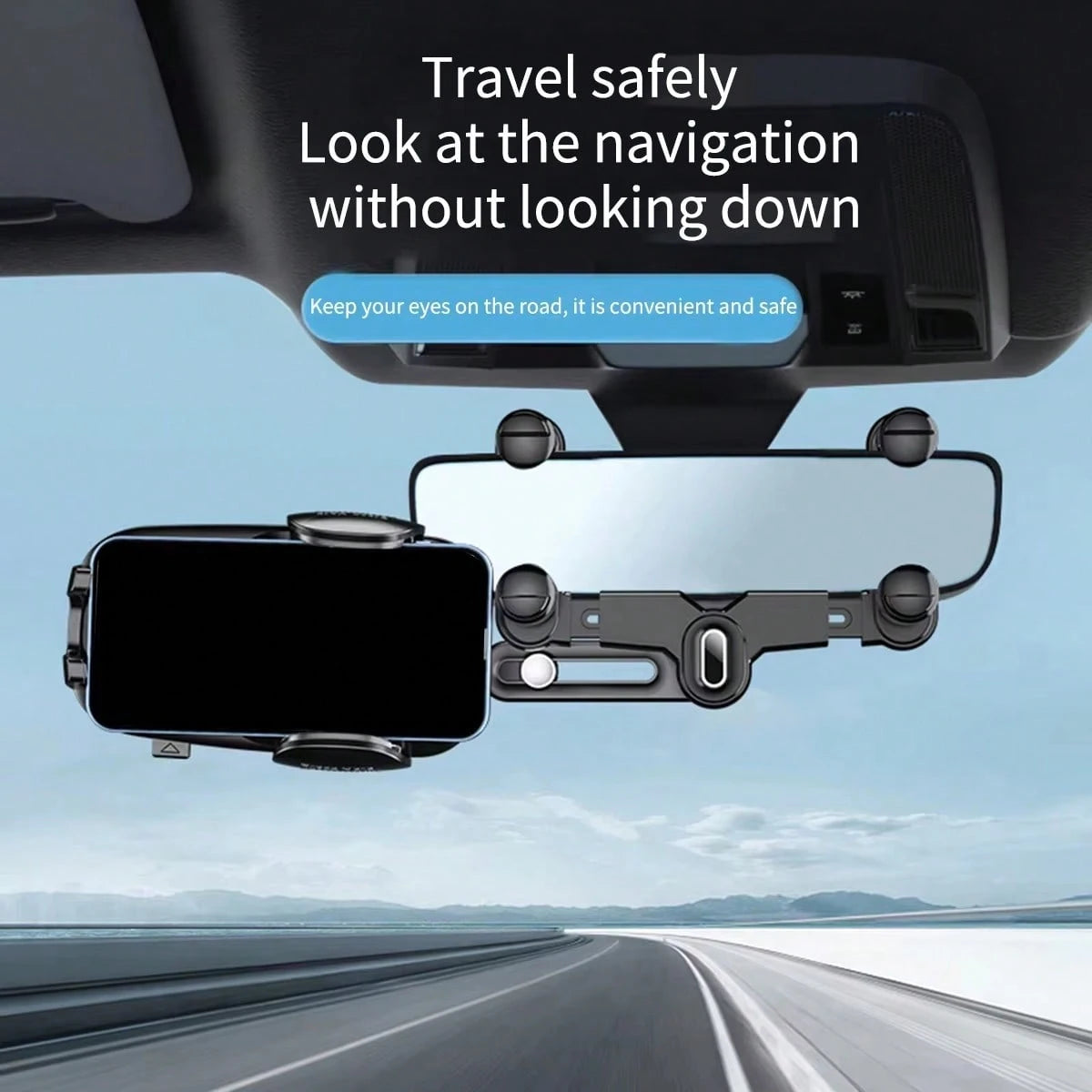 Universal Clip-On Rotatable Extendable Car Phone Holder, Rearview Mirror Dash Cam Mount, DVR/GPS Phone Support Bracket