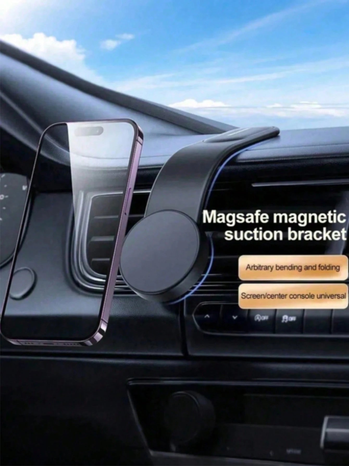Universal Flexible Magnetic Car Phone Holder – Adjustable Aluminum Alloy Arm, 360° Rotating Strong Magnetic Adsorption, High Load Capacity, With Non-Slip Silicone Pad, Anti-Scratch And Anti-Shock, Sui