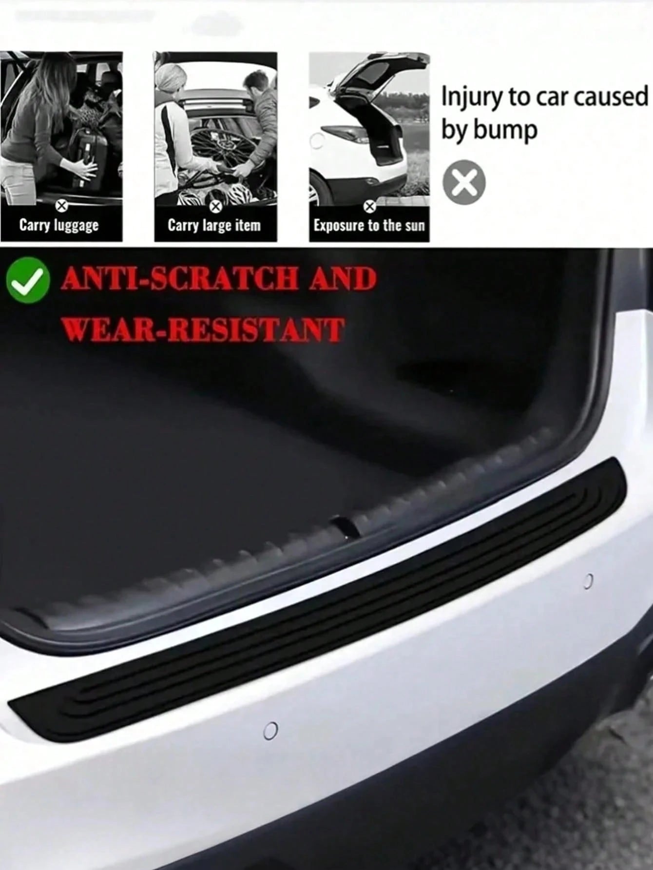Universal Trunk Protector- High Strength Rubber Rear Bumper Protector, Anti-Scratch, Anti-Shock- Easy To Install Trunk Edge Protector, Auto Accessories, Also An Excellent Gift For Car Enthusiasts