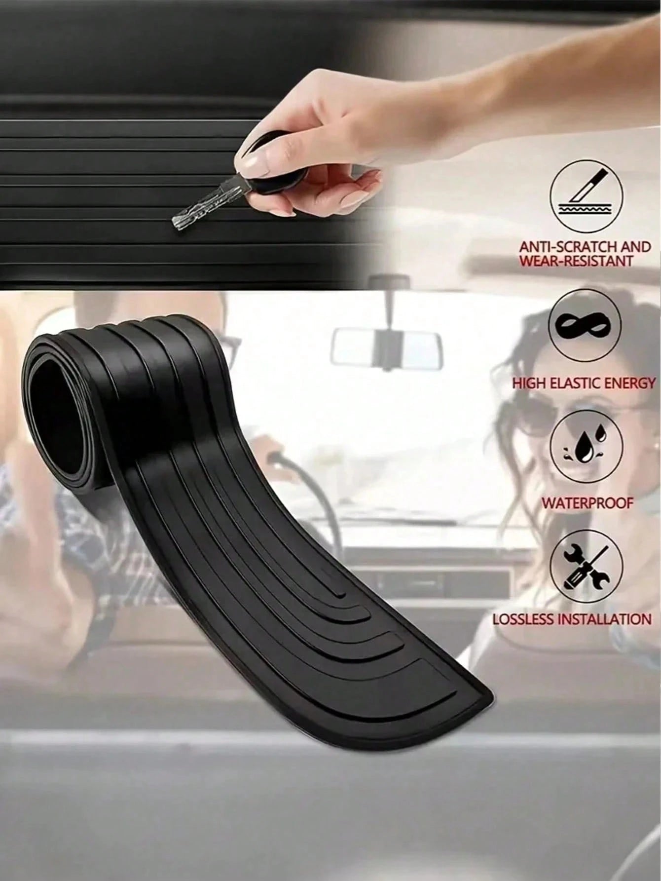 Universal Trunk Protector- High Strength Rubber Rear Bumper Protector, Anti-Scratch, Anti-Shock- Easy To Install Trunk Edge Protector, Auto Accessories, Also An Excellent Gift For Car Enthusiasts