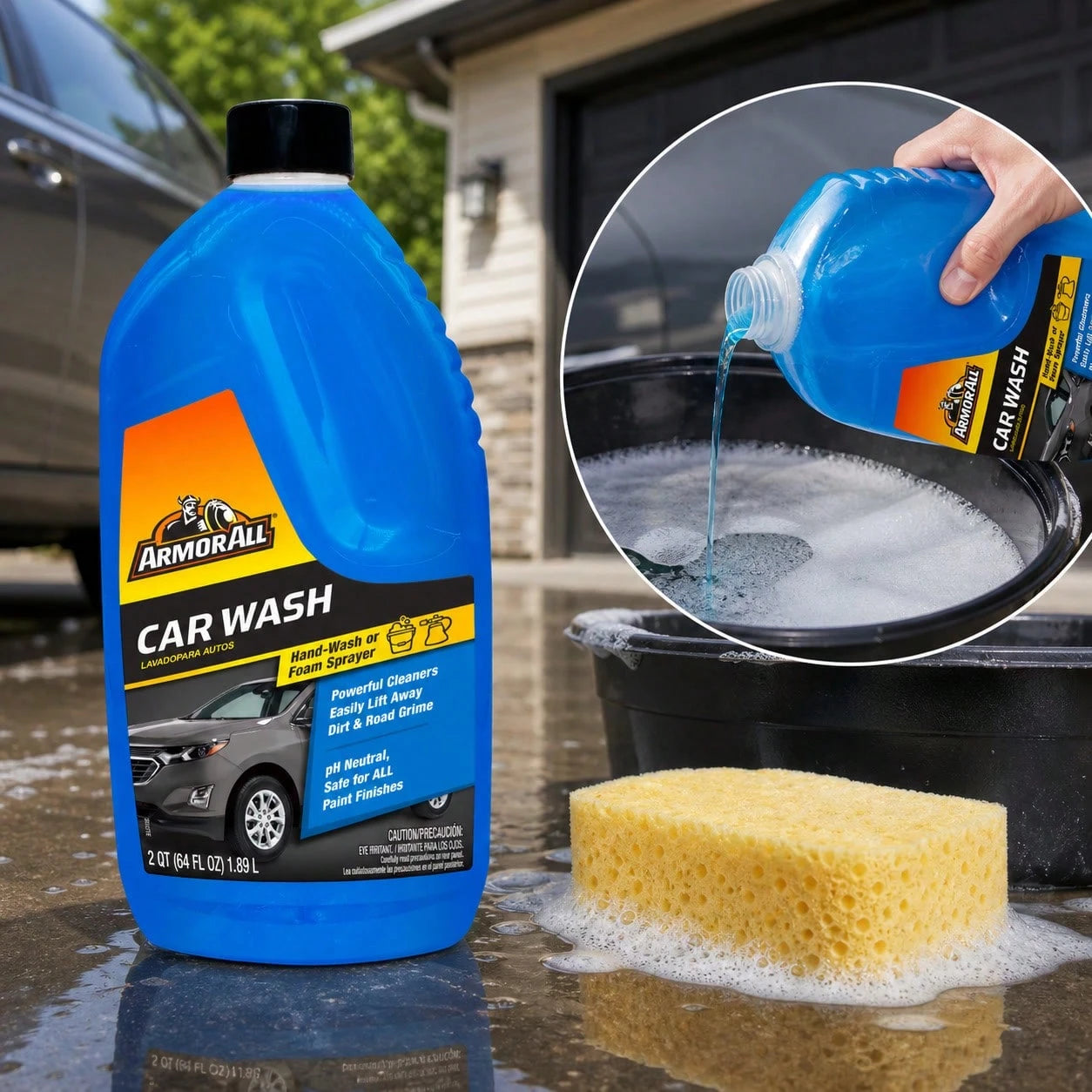 Unscented Liquid Car Wash Soap, Non-Abrasive Vehicle Cleaner For Dirt And Soil Removal, Glossy Finish
