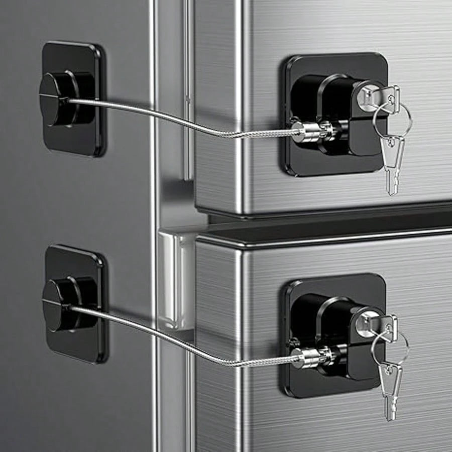 Upgraded Refrigerator Lock With 2 Keys, 1/2/3/4 Pcs Refrigerator Lock With Keys, Home Family Child Safety Lock, Adhesive Window Restrictor Lock For Home, School, Office (Black, White)