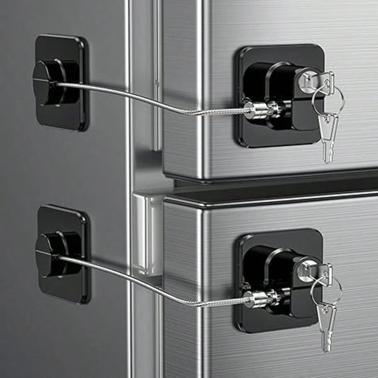 Upgraded Refrigerator Lock With 2 Keys, 1/2/3/4 Pcs Refrigerator Lock With Keys, Home Family Child Safety Lock, Adhesive Window Restrictor Lock For Home, School, Office (Black, White)