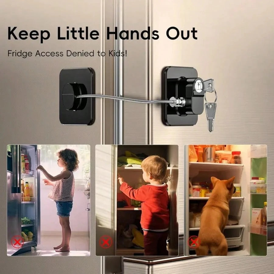 Upgraded Refrigerator Lock With 2 Keys, 1/2/3/4 Pcs Refrigerator Lock With Keys, Home Family Child Safety Lock, Adhesive Window Restrictor Lock For Home, School, Office (Black, White)