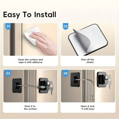 Upgraded Refrigerator Lock With 2 Keys, 1/2/3/4 Pcs Refrigerator Lock With Keys, Home Family Child Safety Lock, Adhesive Window Restrictor Lock For Home, School, Office (Black, White)