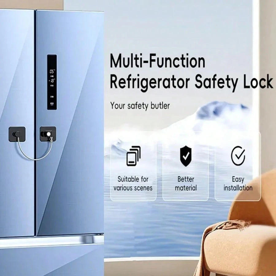 Upgraded Refrigerator Lock With 2 Keys, 1/2/3/4 Pcs Refrigerator Lock With Keys, Home Family Child Safety Lock, Adhesive Window Restrictor Lock For Home, School, Office (Black, White)