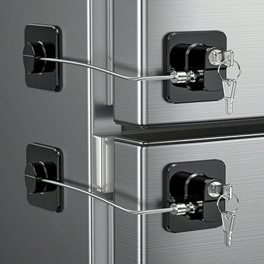 Upgraded Refrigerator Lock With 2 Keys, 1/2/3/4 Pcs Refrigerator Lock With Keys, Home Family Child Safety Lock, Adhesive Window Restrictor Lock For Home, School, Office (Black, White)