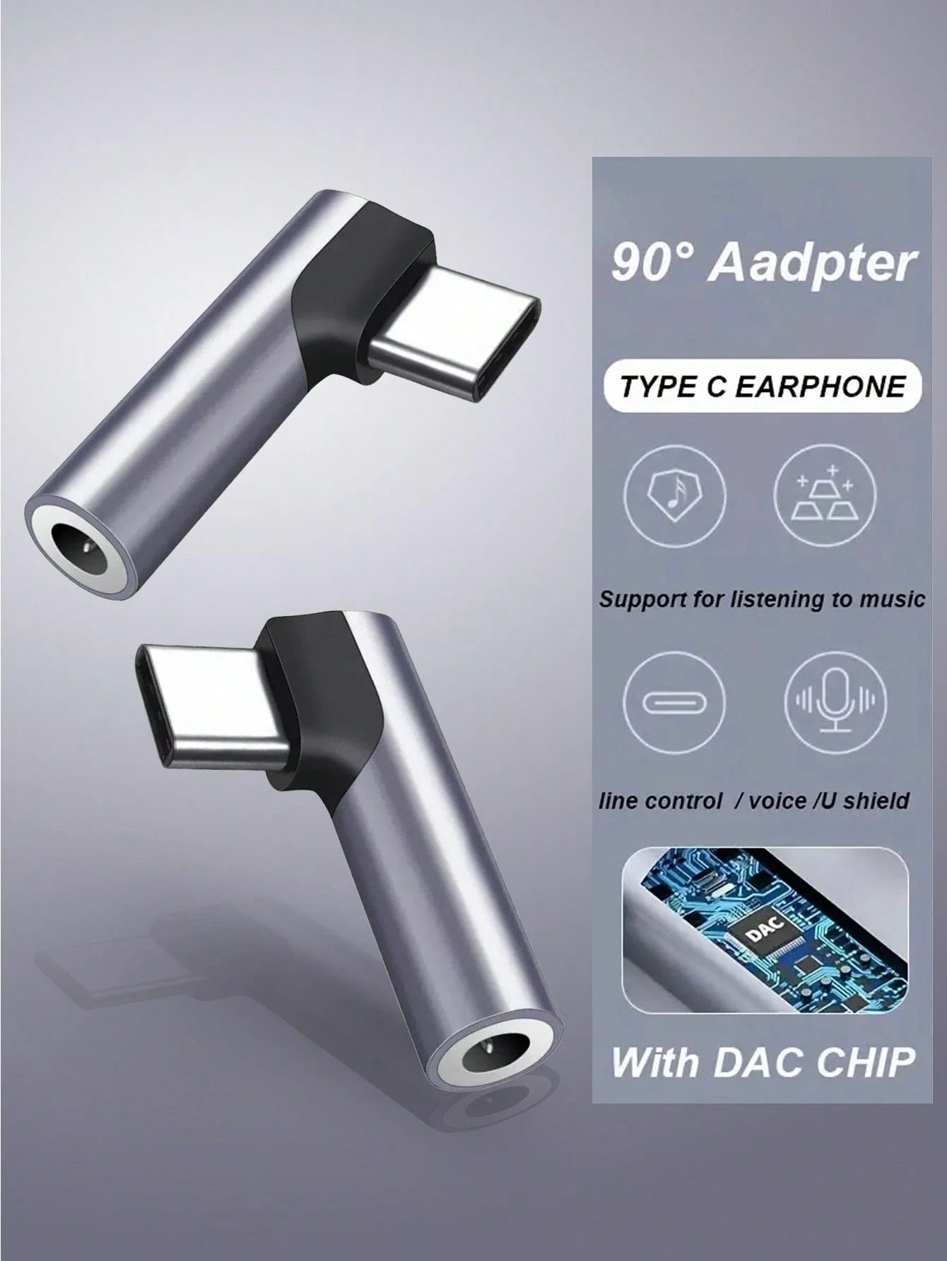 USB-C To 3.5mm Audio Adapter, USB-C To Headphone Jack AUX Adapter, Right Angle USB-C Headphone Adapter, Type-C Male To 3.5mm Female Headphone Jack, Compatible With All Type-C Devices:Compatible With I