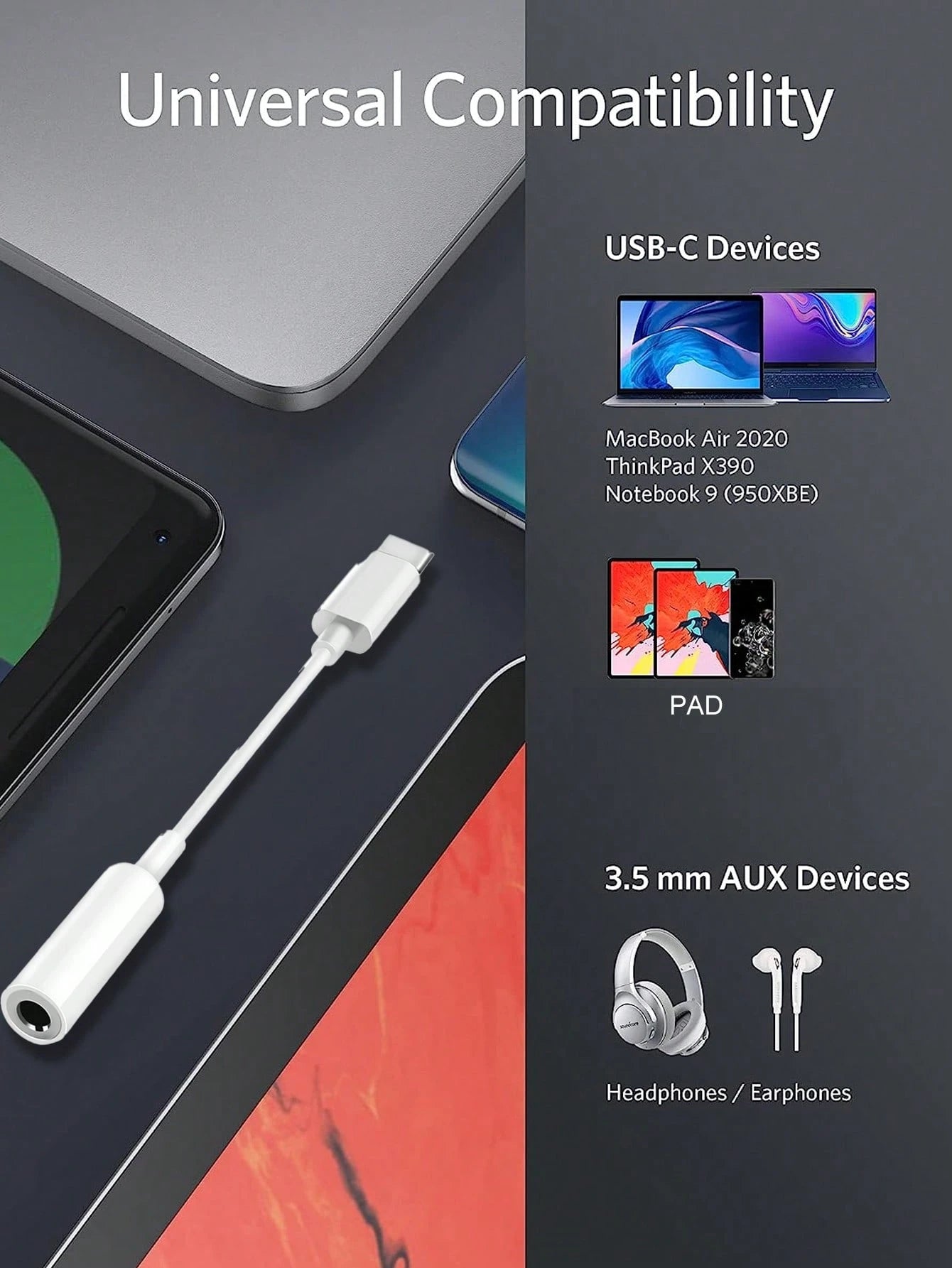 USB Type C To 3.5mm Female Headphone Jack Adapter,USB C To Aux Audio Dongle Cable Cord Compatible,Usb C Male To 3.5mm Female Headphone Jack Works Well With All Type-C Devices: GalaxyS23 S23+ S23 Ultra