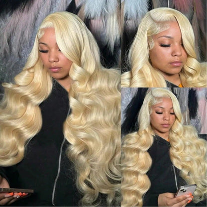 Uveous 613 Blonde Honey Blonde Brazilian Body Wave Human Hair Wig 13x4 13x6 HD Lace Front Wig 200% Density 5x5 Glueless Wig Transparent Lace Pre Plucked Natural Black Body Wave Human Hair Wig Natural
