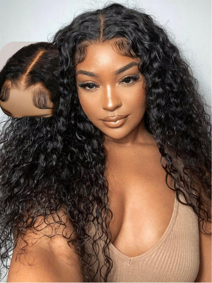 Uveous Human Hair Wigs Water Wave 5x5 Lace Bye Bye Knots Glueless Wigs Human Hair Pre Plucked Pre Cut With Baby Hair Put On And Go Wigs 20 Inches