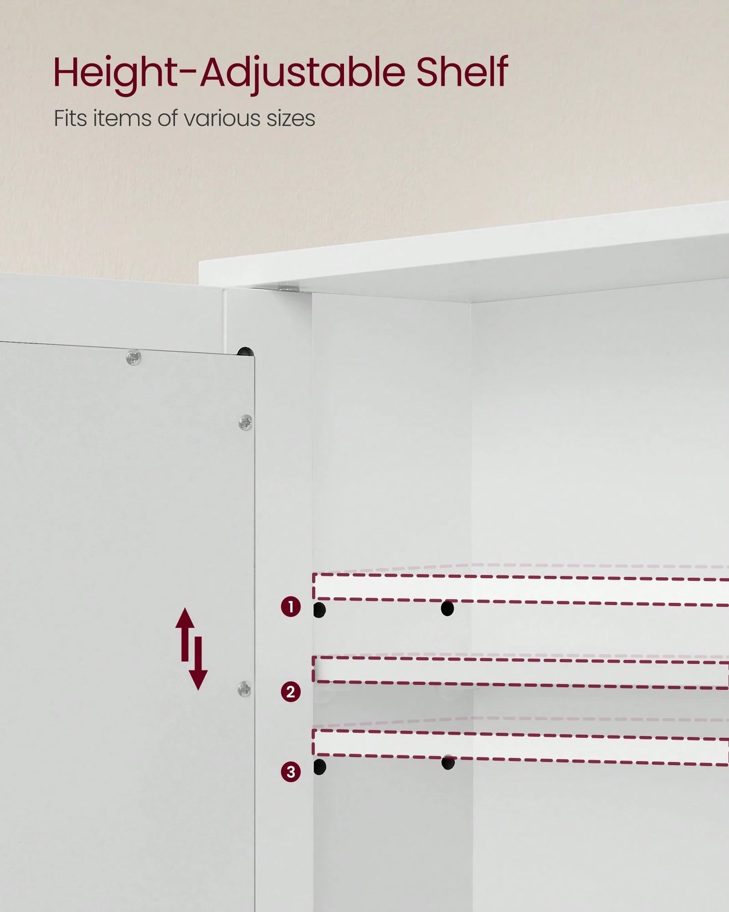 VASAGLE Bathroom Cabinet With Mirror, Wall Cabinet With 2 Mirrored Doors, Adjustable Shelf, Open Compartment, Wall-Mounted, 5.1 X 22.2 X 23 Inches