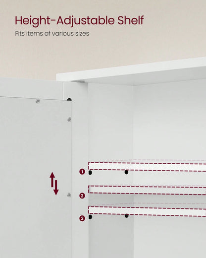 VASAGLE Bathroom Cabinet With Mirror, Wall Cabinet With 2 Mirrored Doors, Adjustable Shelf, Open Compartment, Wall-Mounted, 5.1 X 22.2 X 23 Inches