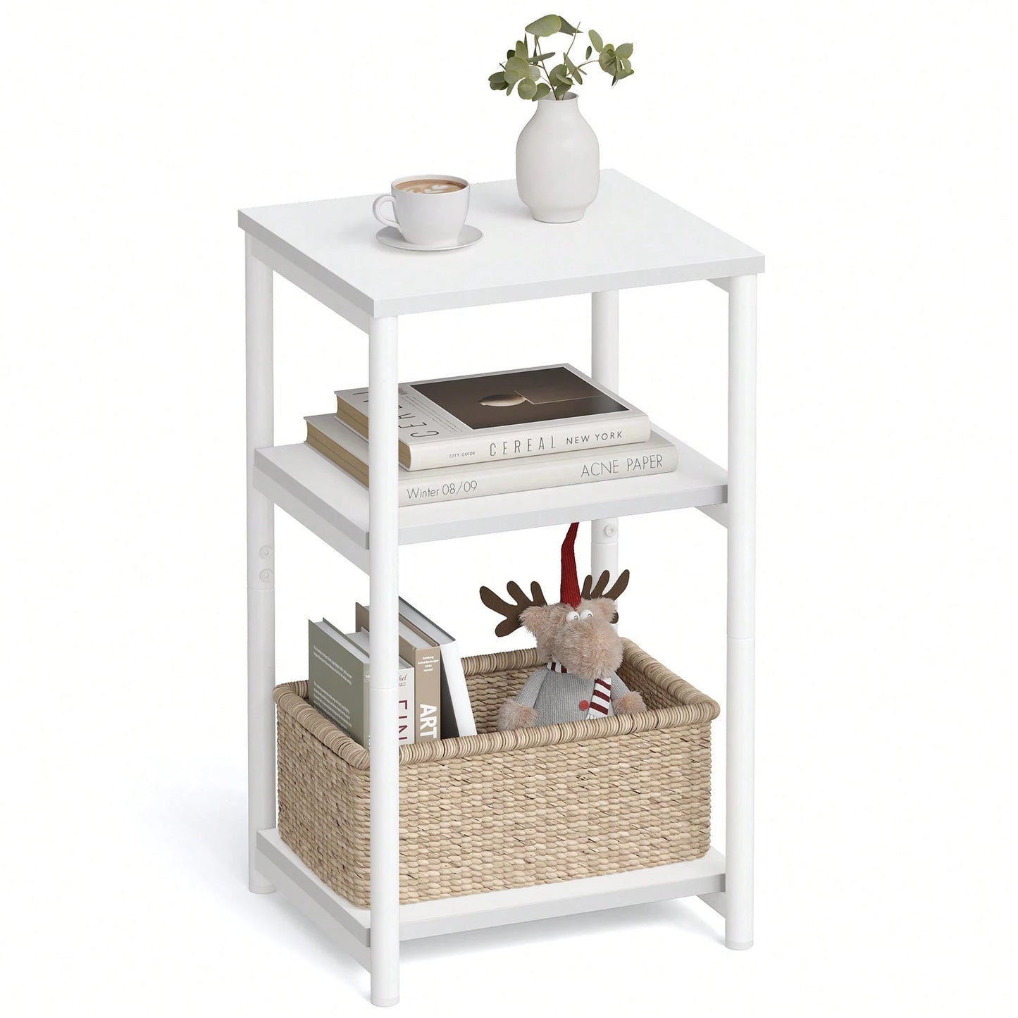 VASAGLE Side Table, Small End Table, Tall Nightstand For Living Room, Bedroom, Office, Bathroom, White