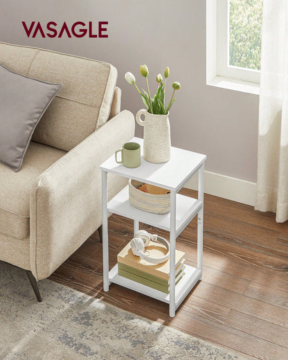 VASAGLE Side Table, Small End Table, Tall Nightstand For Living Room, Bedroom, Office, Bathroom, White