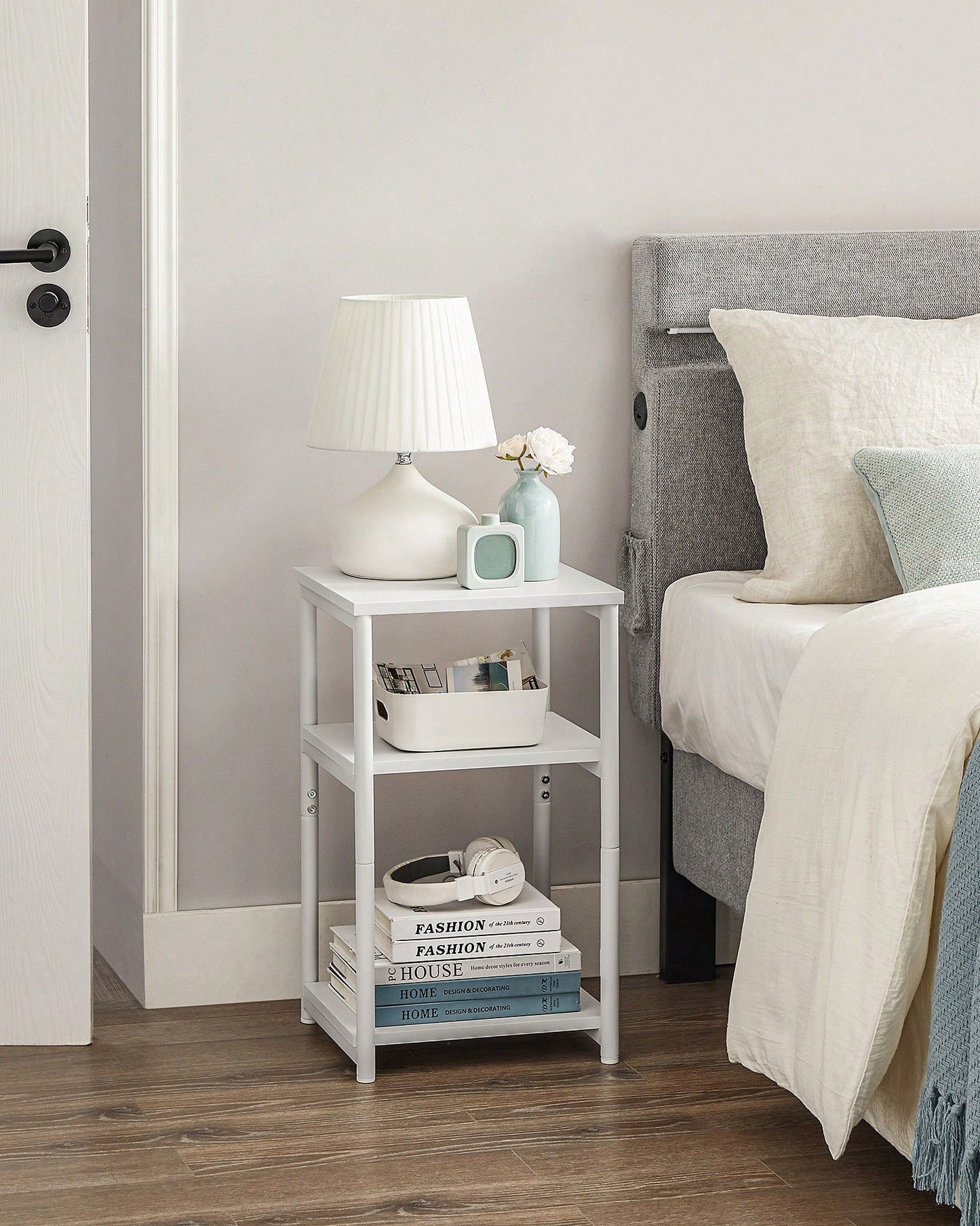 VASAGLE Side Table, Small End Table, Tall Nightstand For Living Room, Bedroom, Office, Bathroom, White