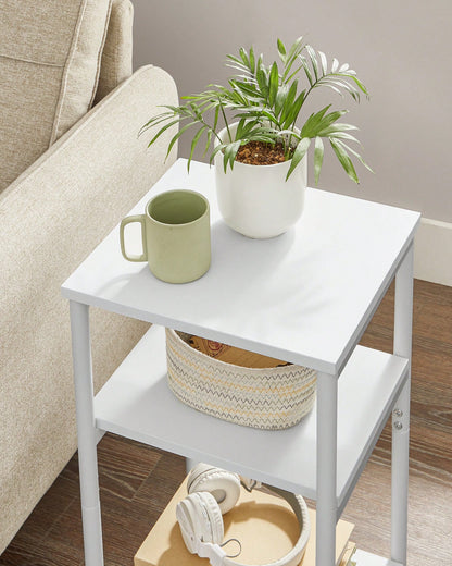 VASAGLE Side Table, Small End Table, Tall Nightstand For Living Room, Bedroom, Office, Bathroom, White