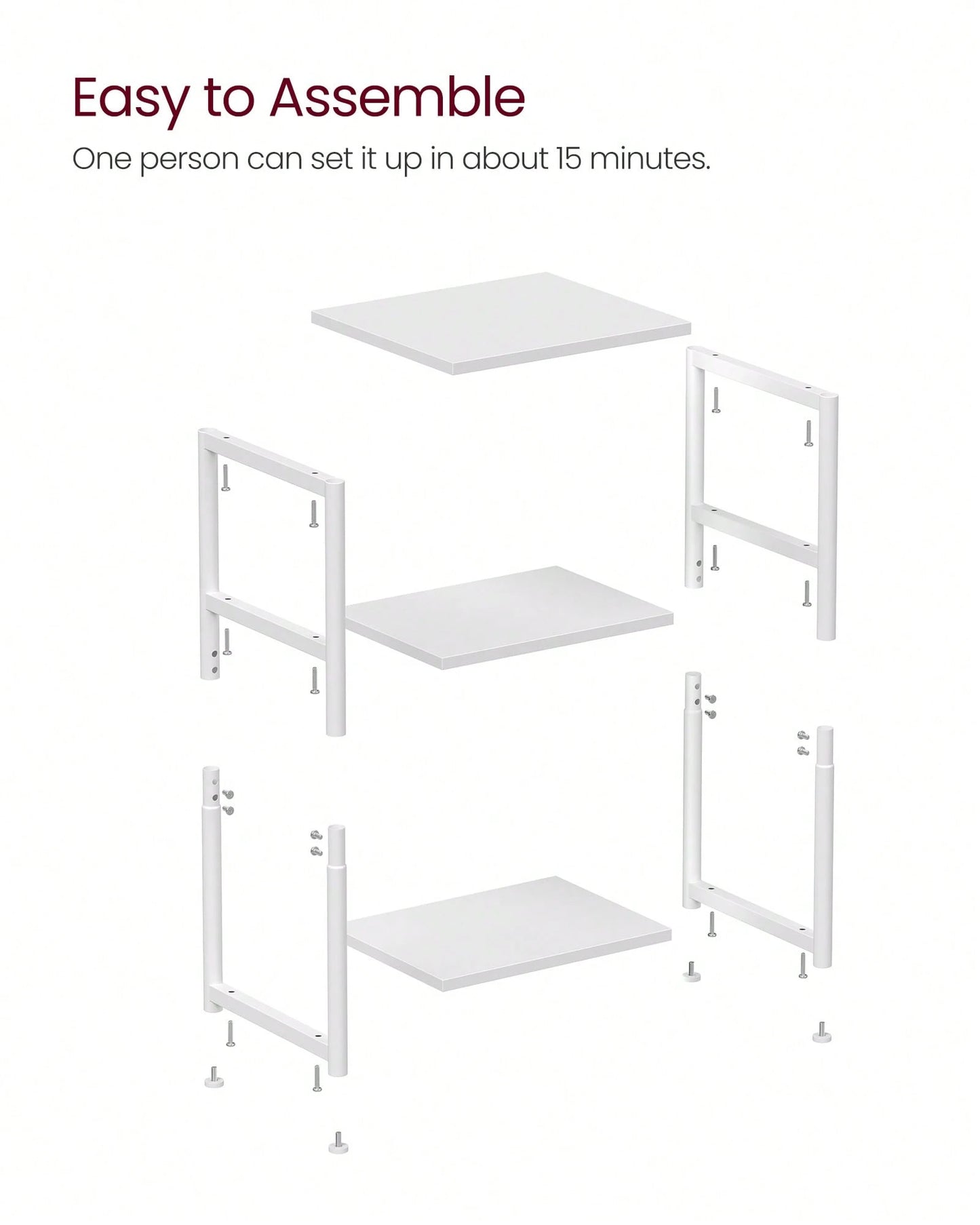 VASAGLE Side Table, Small End Table, Tall Nightstand For Living Room, Bedroom, Office, Bathroom, White