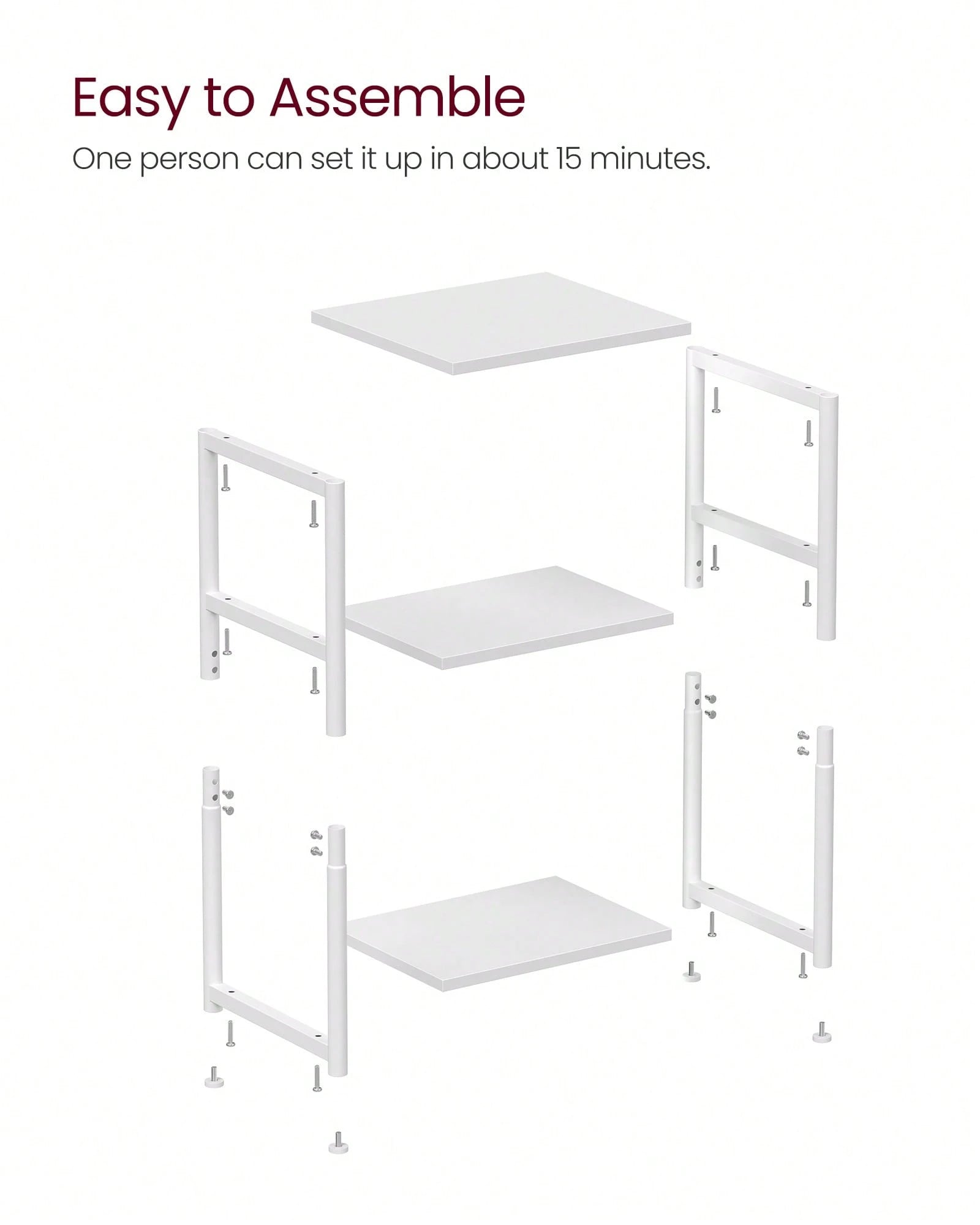 VASAGLE Side Table, Small End Table, Tall Nightstand For Living Room, Bedroom, Office, Bathroom, White