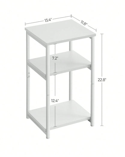 VASAGLE Side Table, Small End Table, Tall Nightstand For Living Room, Bedroom, Office, Bathroom, White